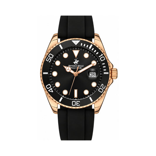 Beverly Hills Polo Club Men's Black Dial Black Rubber Strap Watch BP3329X.451