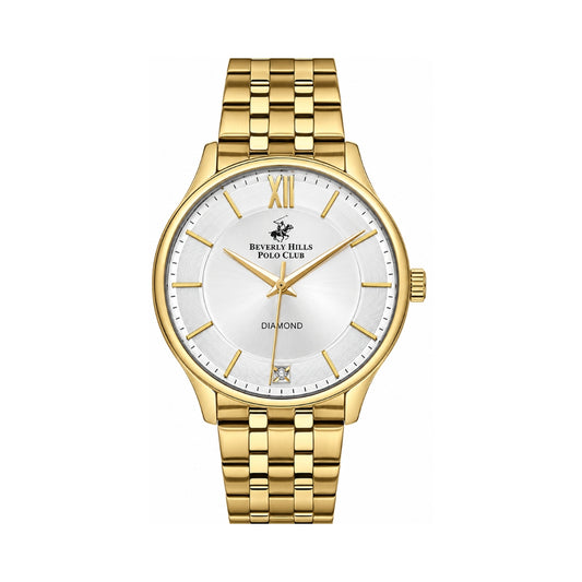 Beverly Hills Polo Club Men's Grey Dial Gold Stainless Steel Watch BP3307X.150