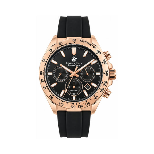 Beverly Hills Polo Club Men's Black Dial Black Silicone Quartz Multifunction Watch BP3010X.451