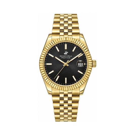 Beverly Hills Polo Club Spring 24 Men's Black Dial Gold Stainless Steel Quartz Watch BP3018X.150