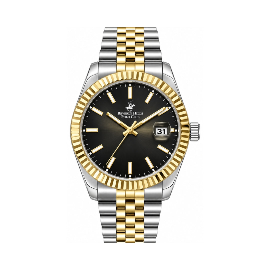 Beverly Hills Polo Club Men's Black Dial Two-Tone Stainless Steel Quartz Watch BP3018X.250