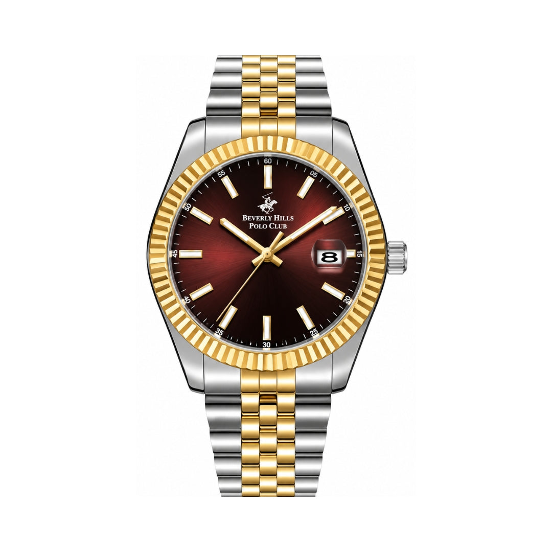 Beverly Hills Polo Club Men's Black Dial Two-Tone Stainless Steel Quartz Watch BP3018X.280