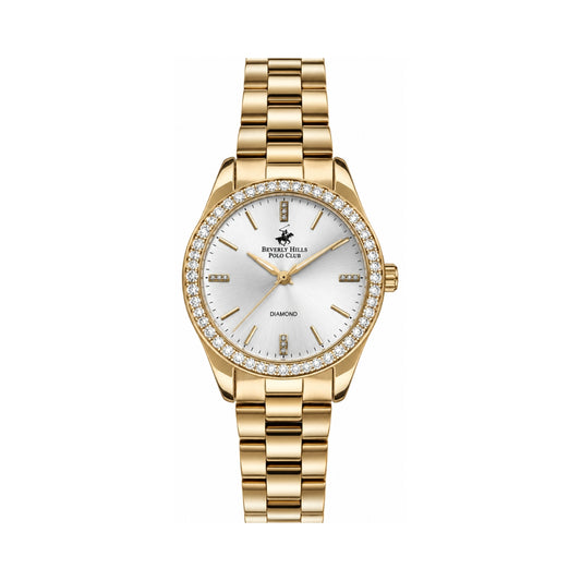 Beverly Hills Polo Club Women's Silver Dial Gold Stainless Steel Watch BP3171C.130