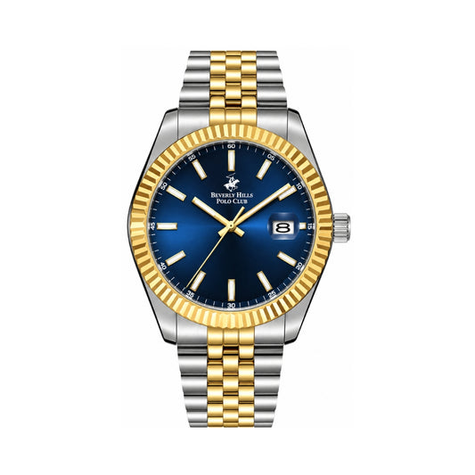 Beverly Hills Polo Club Men's Navy Blue Dial Two-Tone Stainless Steel Quartz Watch BP3018X.290