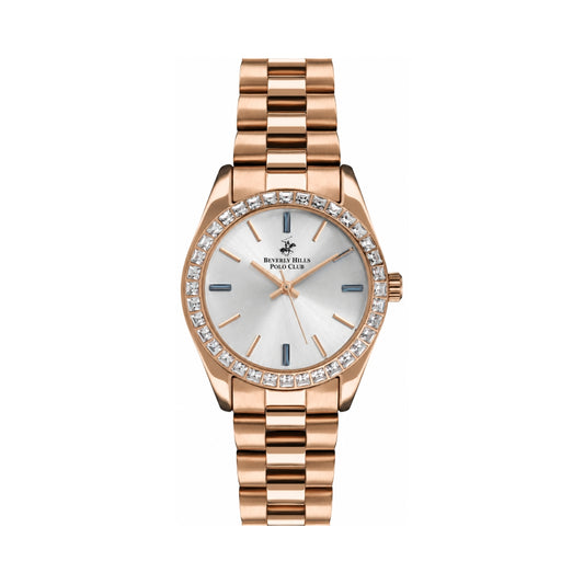 Beverly Hills Polo Club Women's Silver Dial Rose Gold Stainless Steel Watch BP3171C.430