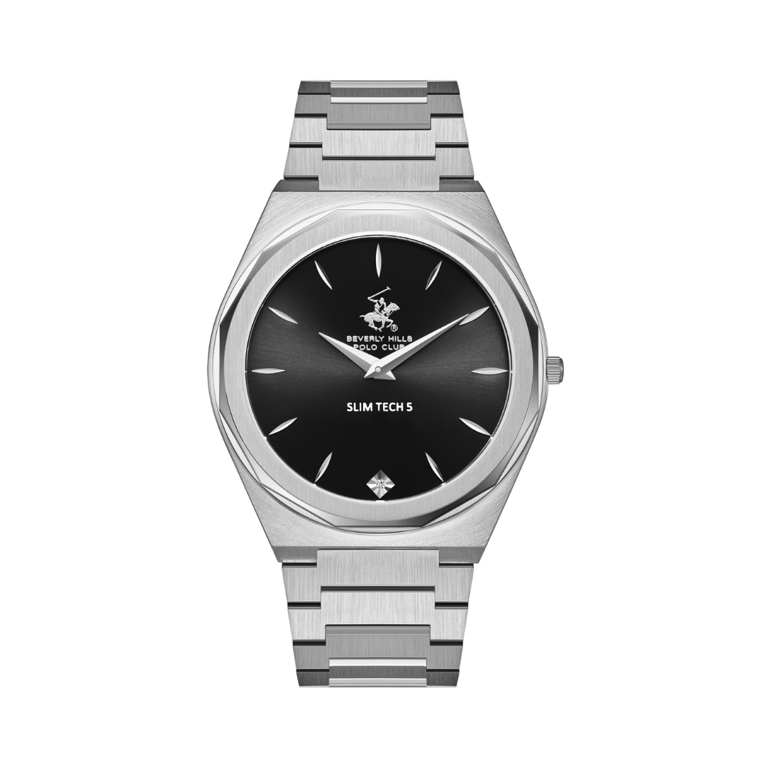 Beverly Hills Polo Club BP3667X.350 Men's Black Dial Silver Stainless Steel Diamond Watch