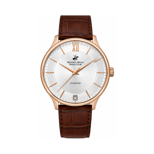 Beverly Hills Polo Club Men's Brown Leather Strap Watch BP3308X.432