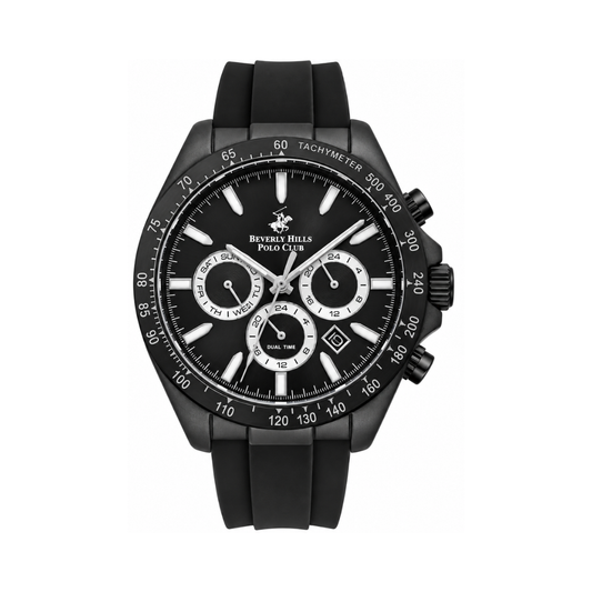 Beverly Hills Polo Club Men's Black Silicone Strap Multifunction Watch BP3010X.651