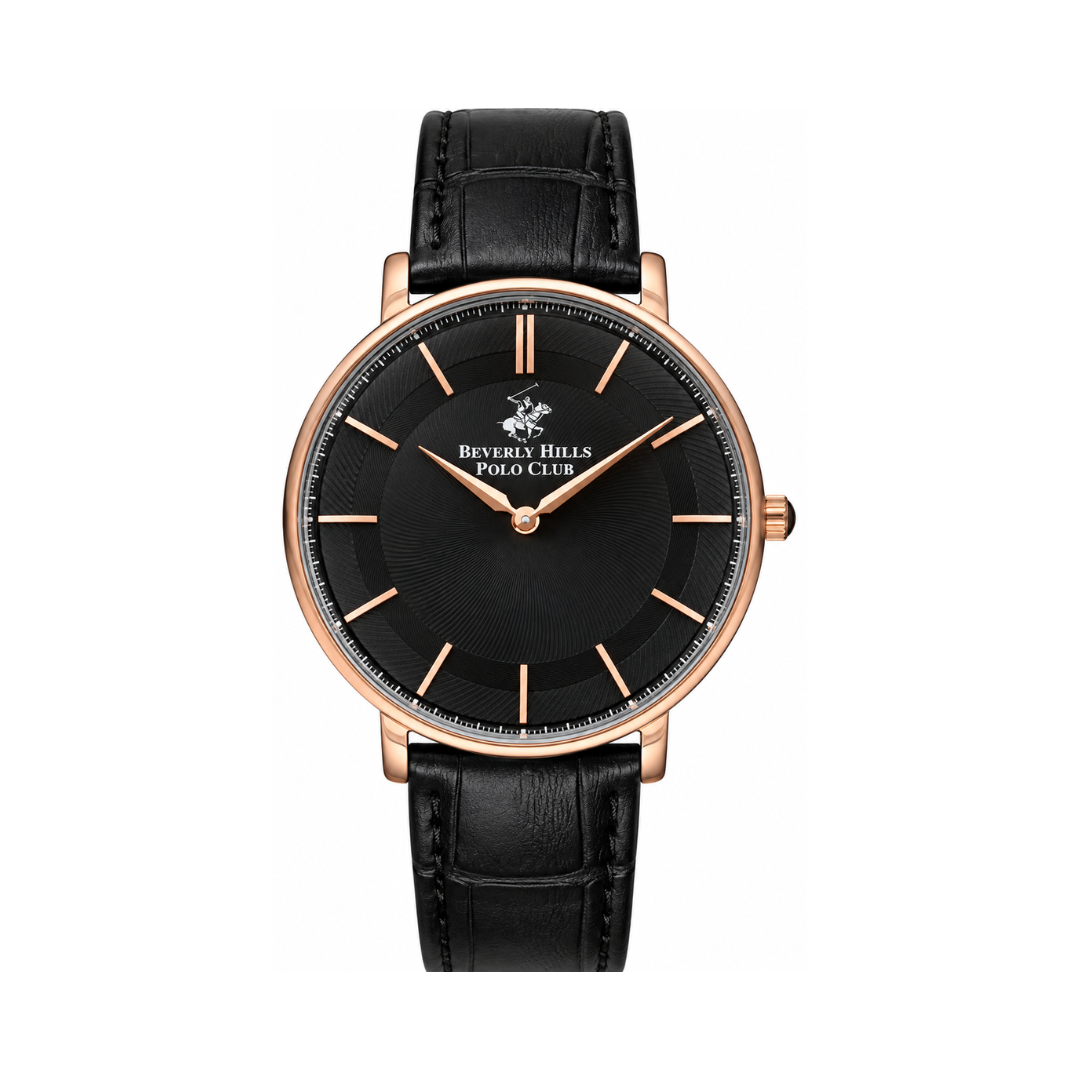 Beverly Hills Polo Club Men's Black Leather Strap Watch BP3322X.351