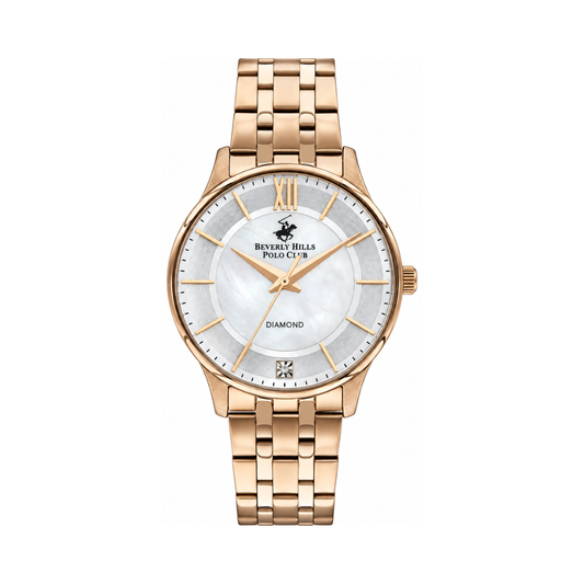 Beverly Hills Polo Club Women's White MOP Dial Rose Gold Stainless Steel Watch BP3309X.420