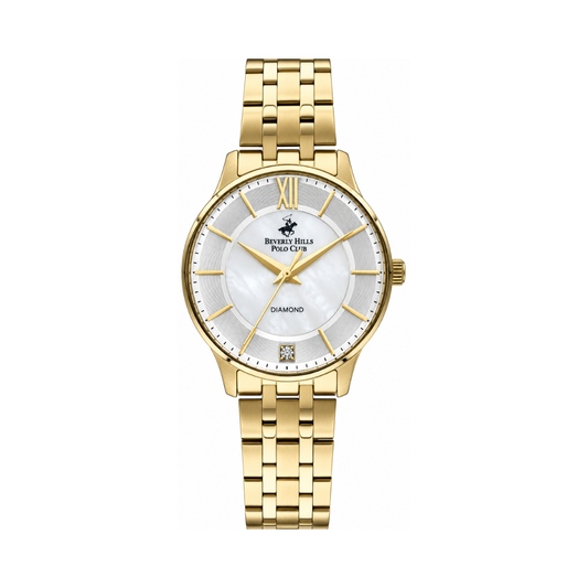 Beverly Hills Polo Club Women's White MOP Dial Gold Stainless Steel Watch BP3309X.130