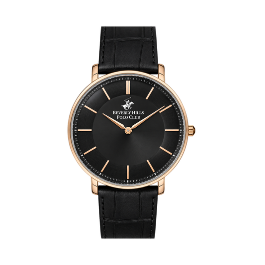 Beverly Hills Polo Club Men's Black Dial Leather Strap Watch BP3322X.451
