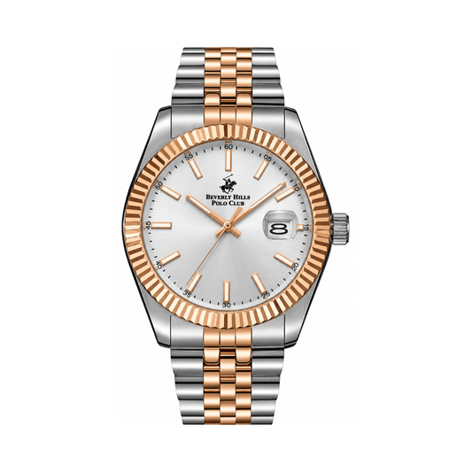 Beverly Hills Polo Club Gent Men's Silver Dial Two-Tone Stainless Steel Quartz Date Watch BP3018X.530