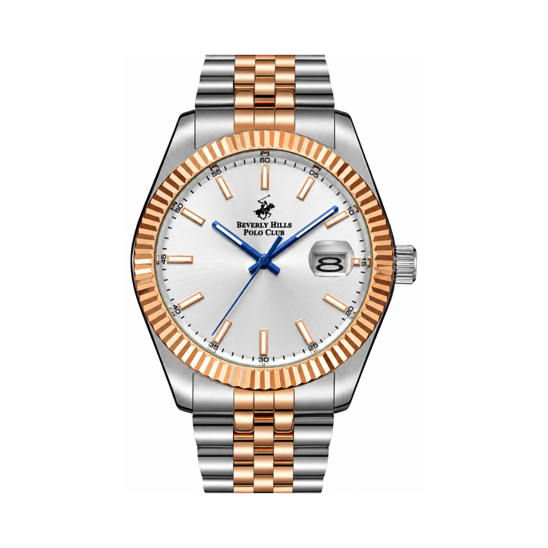 Beverly Hills Polo Club Men's Silver Dial Two-Tone Stainless Steel Quartz Date Watch BP3018X.531
