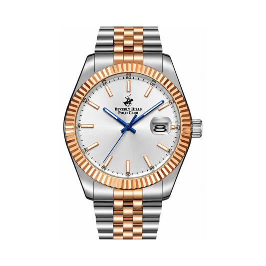 Beverly Hills Polo Club Men's Silver Dial Two-Tone Stainless Steel Quartz Date Watch BP3018X.531