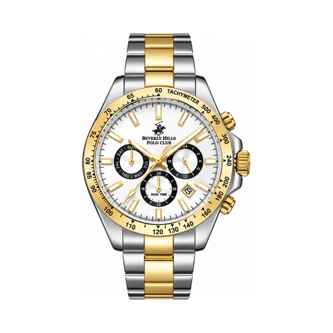Beverly Hills Polo Club Spring 25 Men's White Dial Two-Tone Stainless Steel Quartz Multifunction Watch BP3127X.230