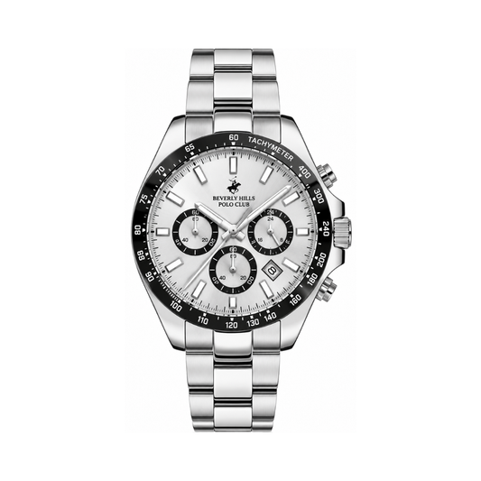Beverly Hills Polo Club Men's Silver Dial Silver Stainless Steel Quartz Multifunction Watch BP3127X.330