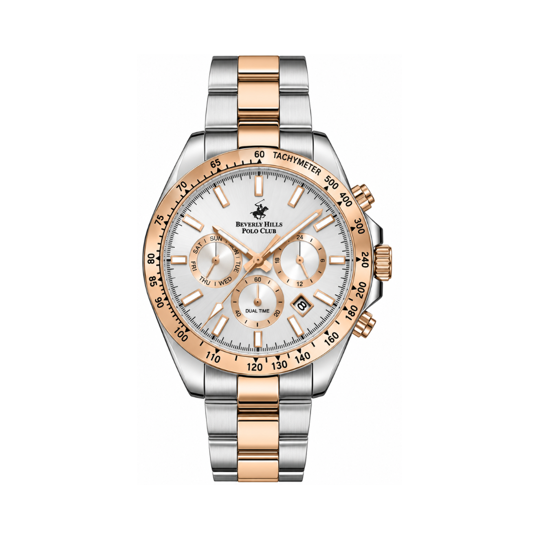 Beverly Hills Polo Club Multifunction Men's Silver Dial Two-Tone Stainless Steel Quartz Watch BP3127X.530