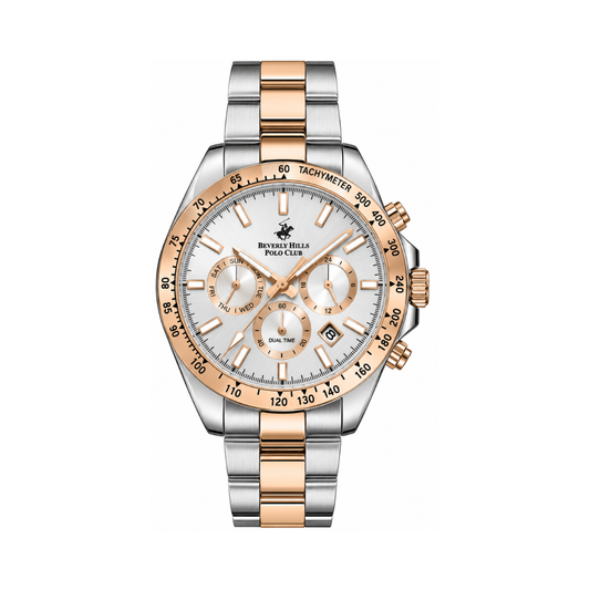 Beverly Hills Polo Club Multifunction Men's Silver Dial Two-Tone Stainless Steel Quartz Watch BP3127X.530