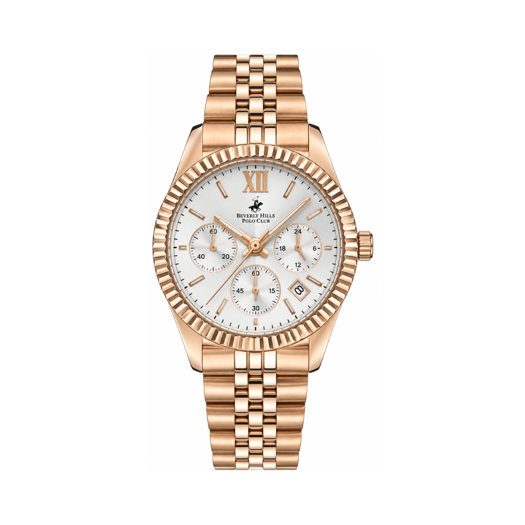 Beverly Hills Polo Club Polo Women's Silver Dial Rose Gold Stainless Steel Quartz Multifunction Watch BP3169C.430