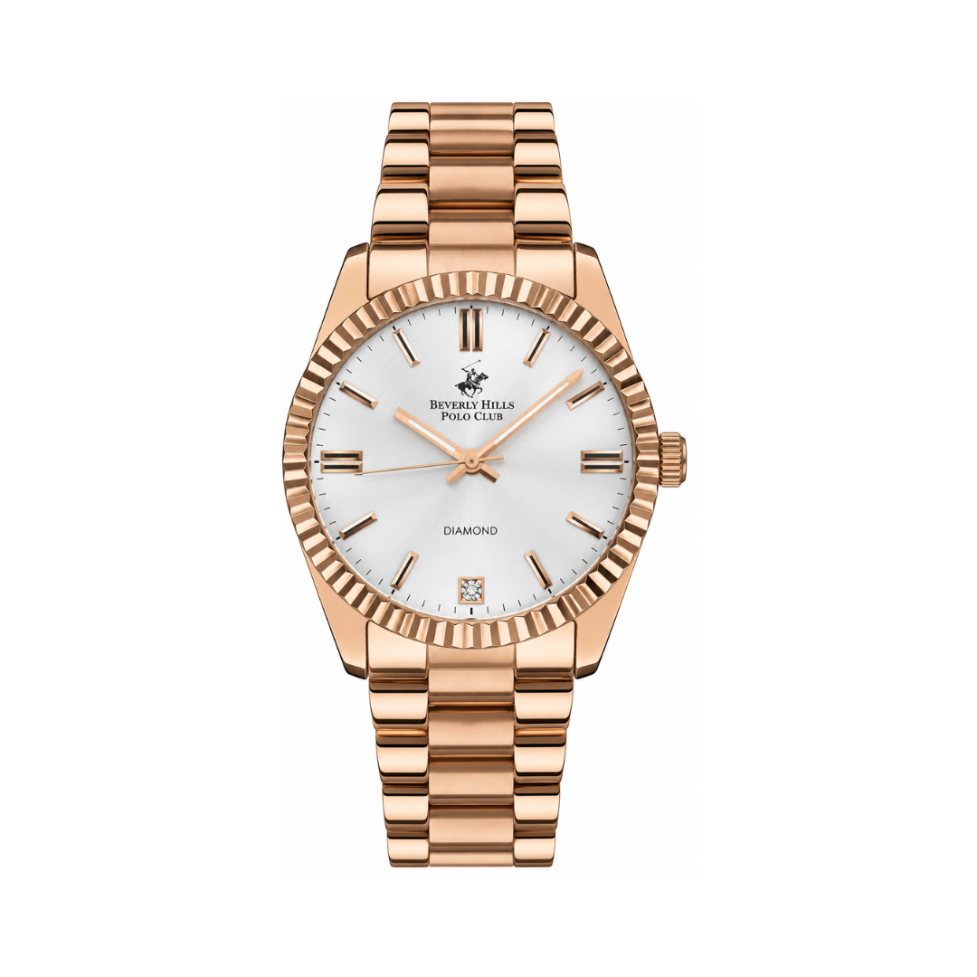 Beverly Hills Polo Club Polo Women's Silver Dial Rose Gold Stainless Steel Quartz Watch BP3172C.430