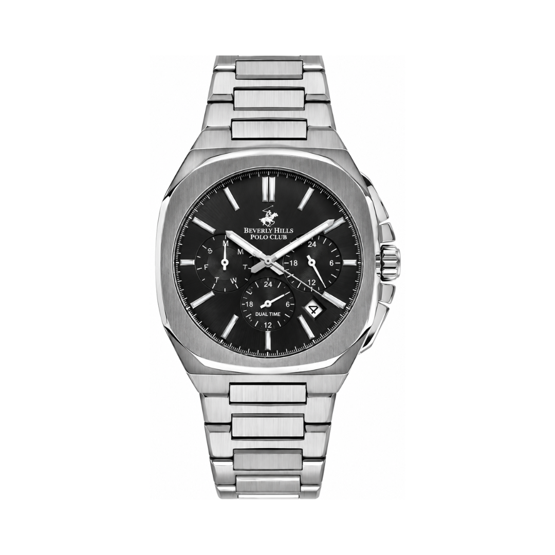 Beverly Hills Polo Club Gent Men's Black Dial Silver Stainless Steel Quartz Multifunction Watch BP3210X.350