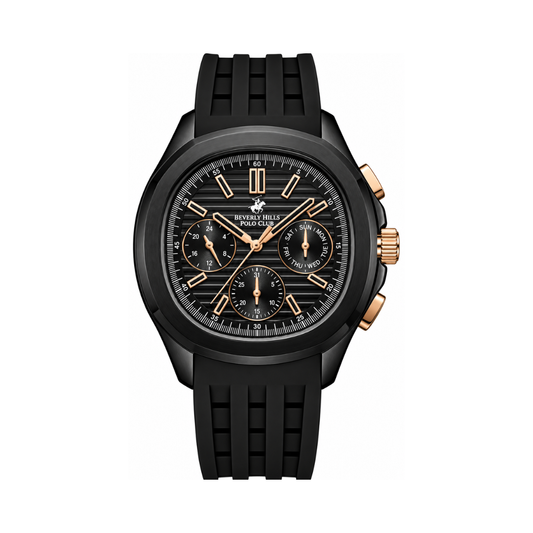 Beverly Hills Polo Club Best Seller Gents Men's Black Dial Black Silicone Quartz Multifunction Watch BP3211X.651