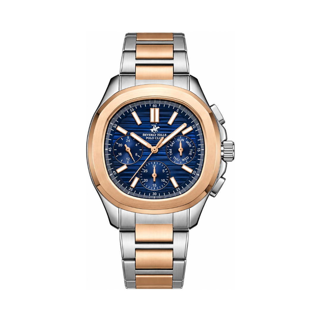 Beverly Hills Polo Club Gents Men's Blue Dial Two-Tone Stainless Steel Quartz Multifunction Watch BP3212X.570