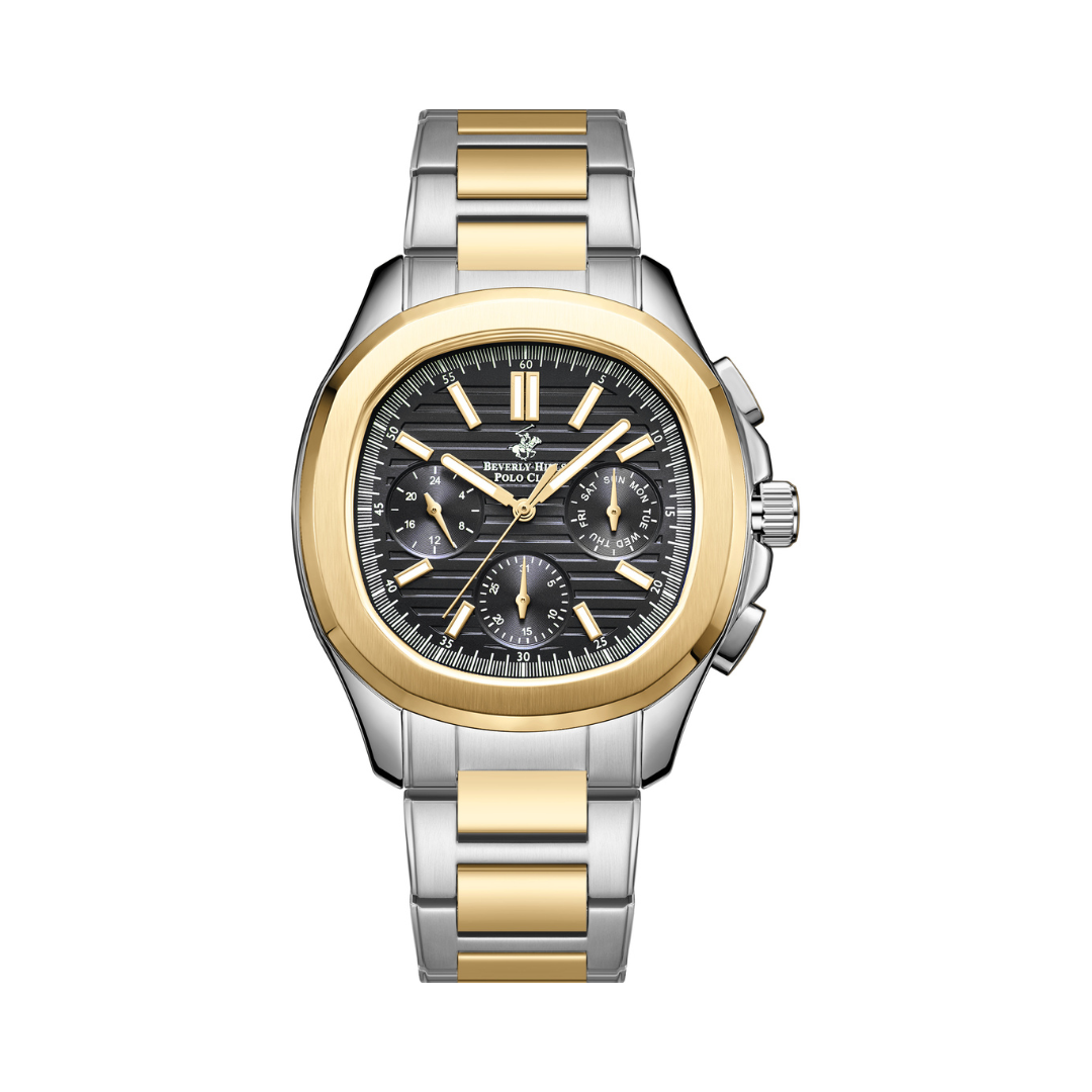 Beverly Hills Polo Club BP3212X.250 Men's Black Dial Two-Tone Multifunction Stainless Steel Watch