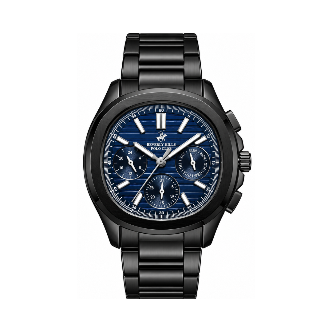 Beverly Hills Polo Club Summer 25 Men's Blue Dial Black Stainless Steel Quartz Multifunction Watch BP3212X.690