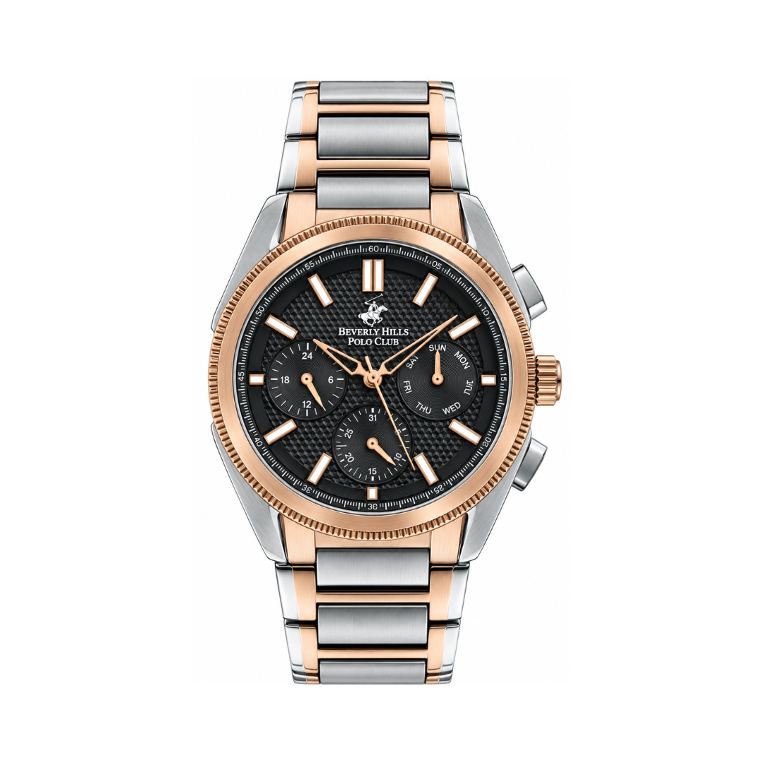 Beverly Hills Polo Club Multifunction Men's Black Dial Two-Tone Stainless Steel Quartz Watch BP3213X.550