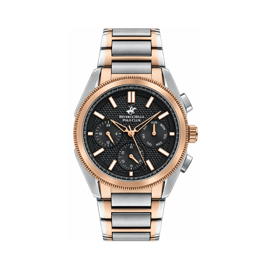 Beverly Hills Polo Club Multifunction Men's Black Dial Two-Tone Stainless Steel Quartz Watch BP3213X.550