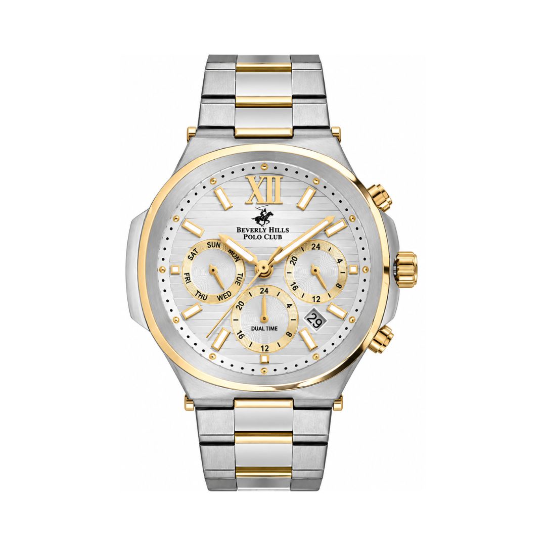 Beverly Hills Polo Club Polo Men's White Dial Two-Tone Stainless Steel Quartz Multifunction Watch BP3216X.230