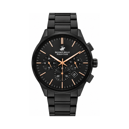 Beverly Hills Polo Club Polo Men's Black Dial Black Stainless Steel Quartz Chronograph Watch BP3223X.450