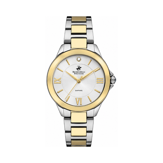 Beverly Hills Polo Club Miriam Women's Silver Dial Two-Tone Stainless Steel Quartz Diamond Watch BP3228X.230