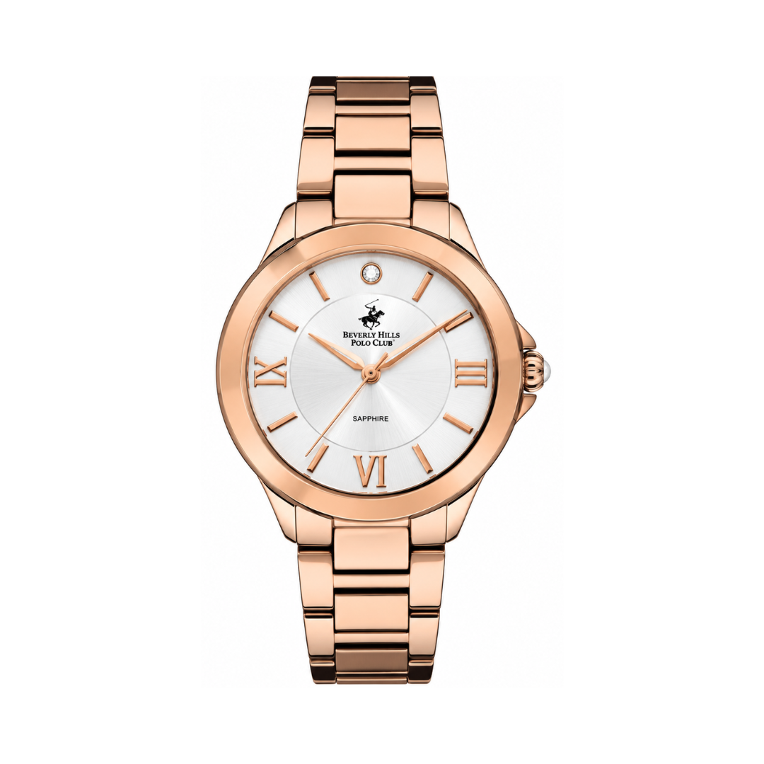 Beverly Hills Polo Club Miriam Women's MOP White Dial Rose Gold Stainless Steel Quartz Diamond Watch BP3228X.420