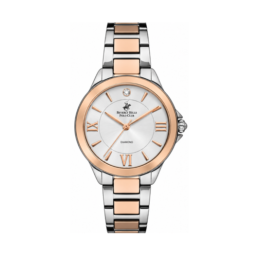Beverly Hills Polo Club Miriam Women's Silver Dial Two-Tone Stainless Steel Quartz Diamond Watch BP3228X.530