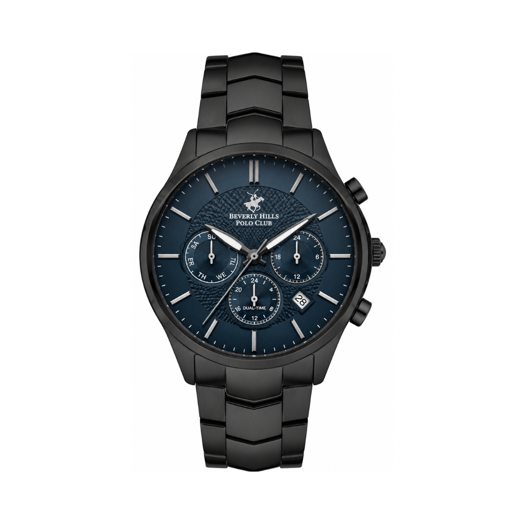 Beverly Hills Polo Club Men's Blue Dial Black Stainless Steel Watch BP3232X.690