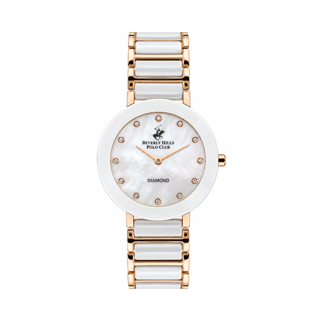 Beverly Hills Polo Club Women's White MOP Dial Rose Gold Ceramic Watch BP3236X.390