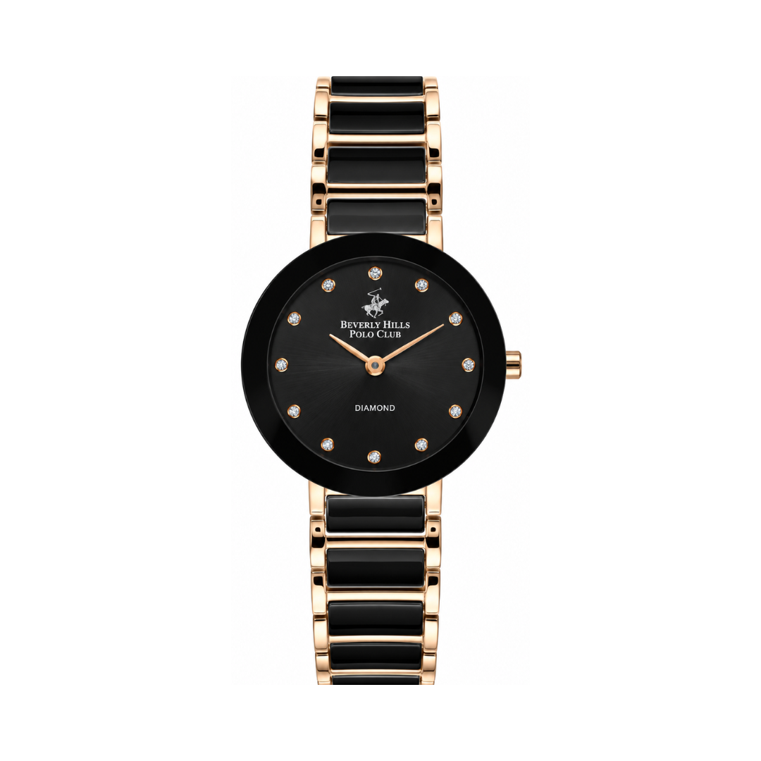 Beverly Hills Polo Club Women's Black Ceramic Dial Rose Gold Ceramic Watch BP3236X.450