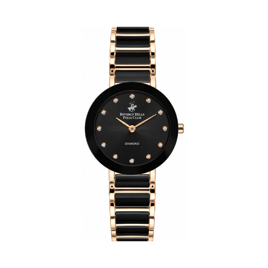 Beverly Hills Polo Club Women's Black Ceramic Dial Rose Gold Ceramic Watch BP3236X.450