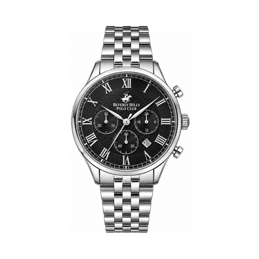 Beverly Hills Polo Club Men's Black Dial Stainless Steel Multifunction Watch BP3237X.350