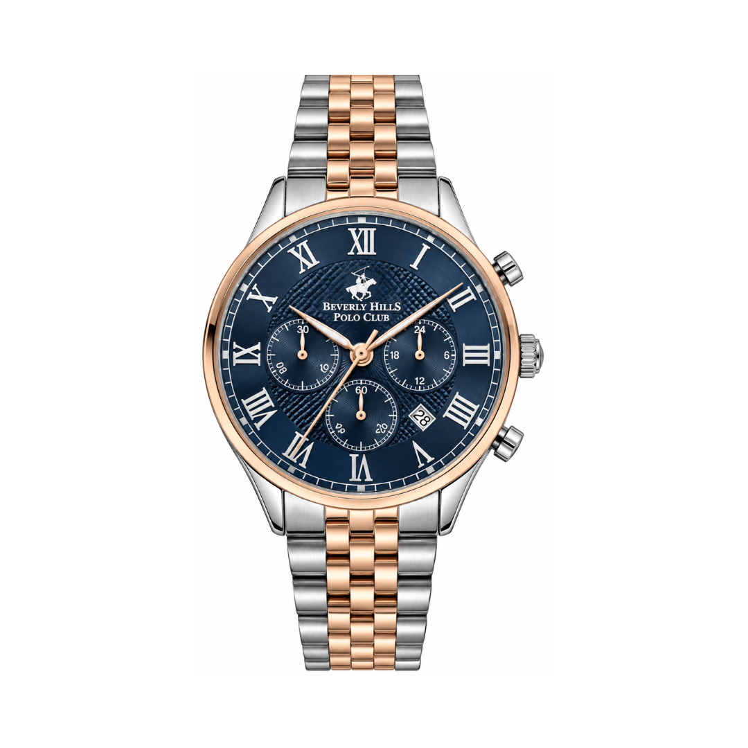 Beverly Hills Polo Club Men's Dark Blue Dial Two-Tone Stainless Steel Watch BP3237X.590