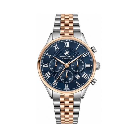 Beverly Hills Polo Club Men's Dark Blue Dial Two-Tone Stainless Steel Watch BP3237X.590