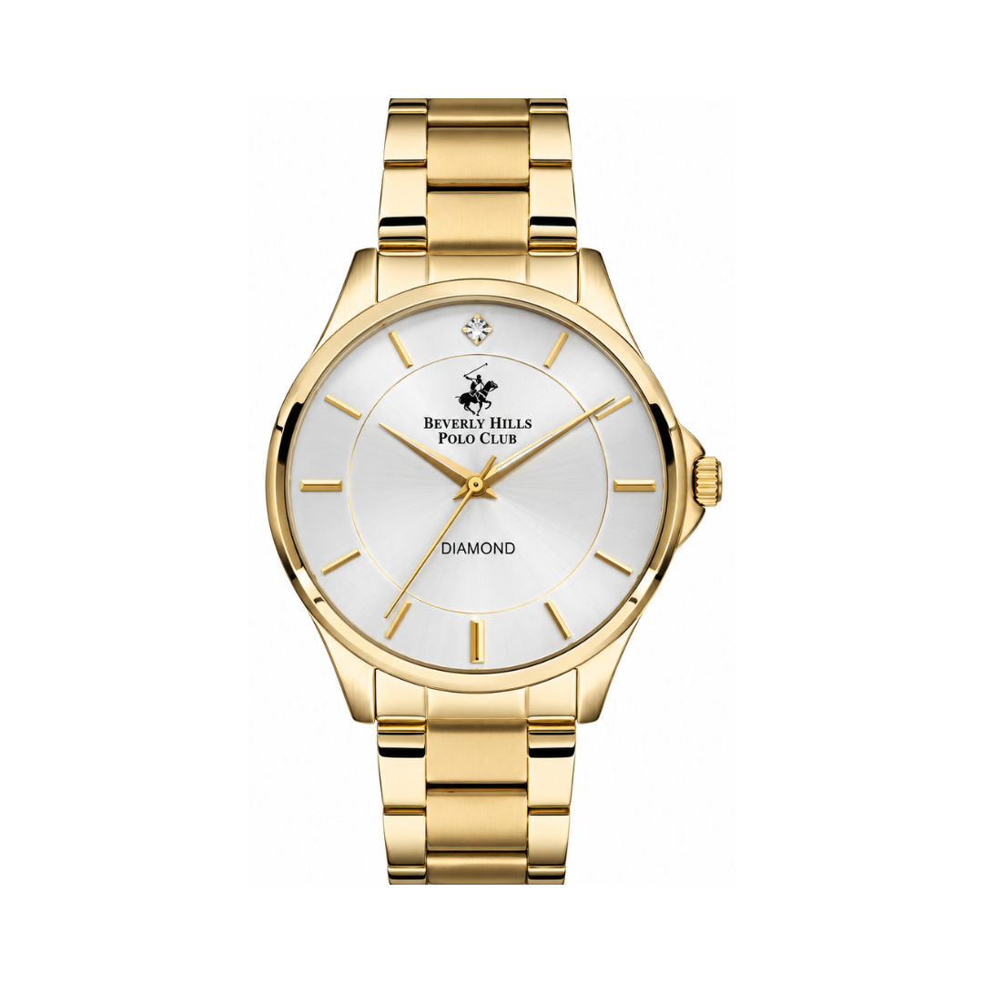 Beverly Hills Polo Club Men's Silver Grey Dial Gold Stainless Steel Diamond Watch BP3239X.130