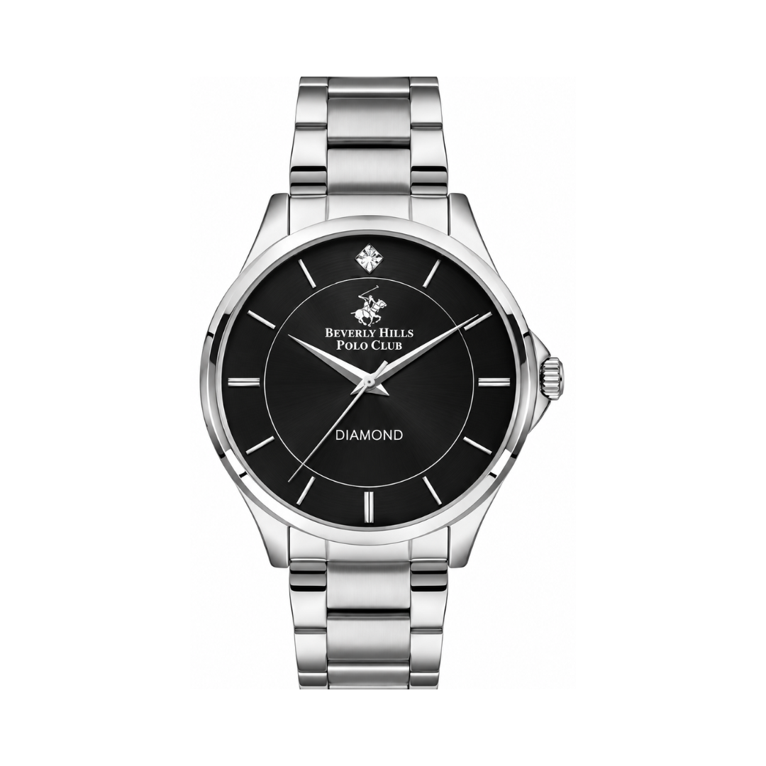 Beverly Hills Polo Club Men's Gun Black Sunray Dial Stainless Steel Watch BP3239X.350