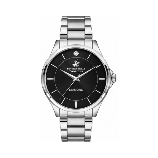 Beverly Hills Polo Club Men's Gun Black Sunray Dial Stainless Steel Watch BP3239X.350