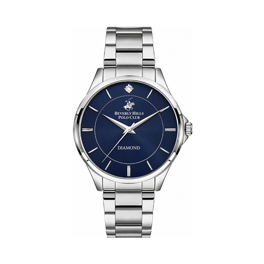 Beverly Hills Polo Club Men's Blue Dial Stainless Steel Diamond Watch BP3239X.390