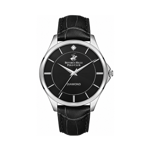 Beverly Hills Polo Club Men's Gun Black Sunray Dial Black Leather Watch BP3240X.351