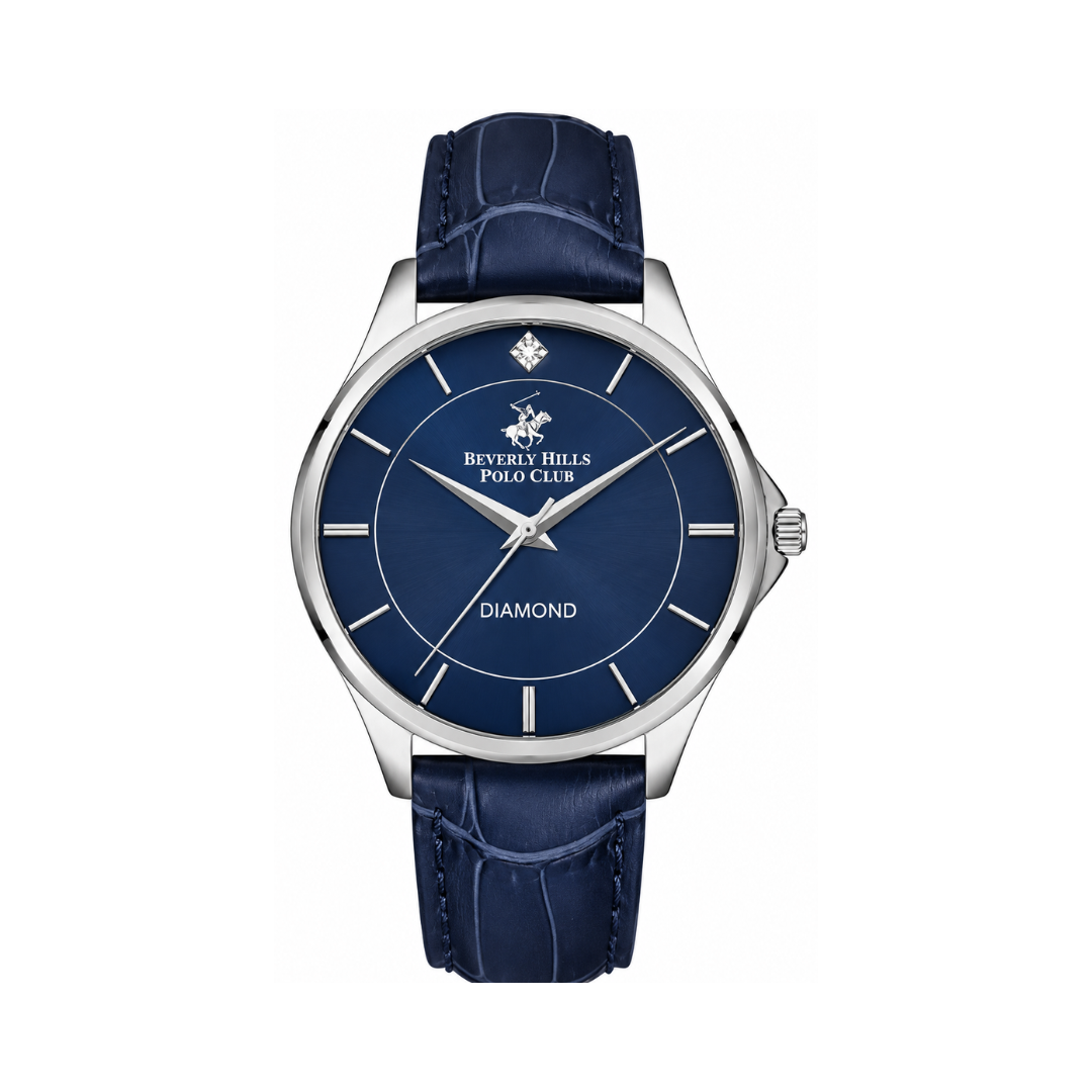 Beverly Hills Polo Club Men's Blue Sunray Dial Blue Leather Watch BP3240X.399
